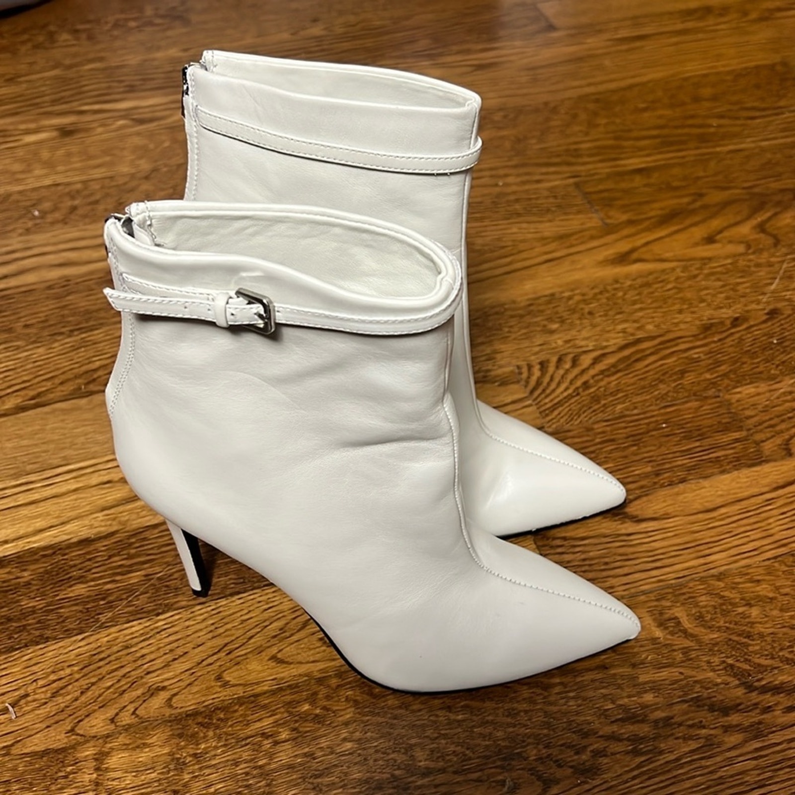 Reiss Ashton Pointed Toe Zip Bootie Leather Stiletto Heel Boots Sz 7